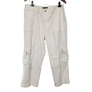 Lauren by Ralph Lauren crop cargo pants creamy white Size 12